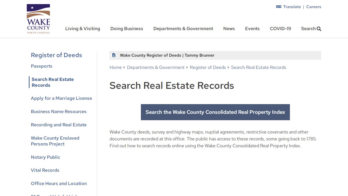 Search Real Estate Records | Wake County Government